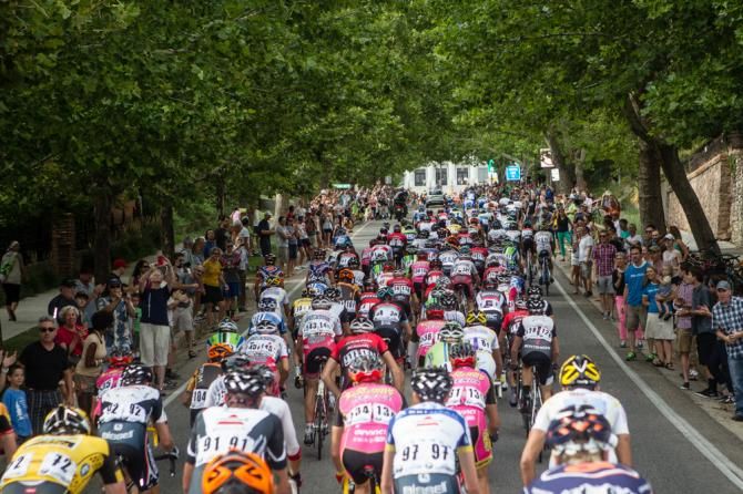 Fans lined the final steep climb to the finish.