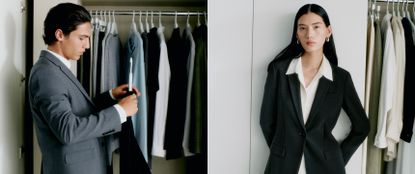 Man and woman dressed in formal wear side by side