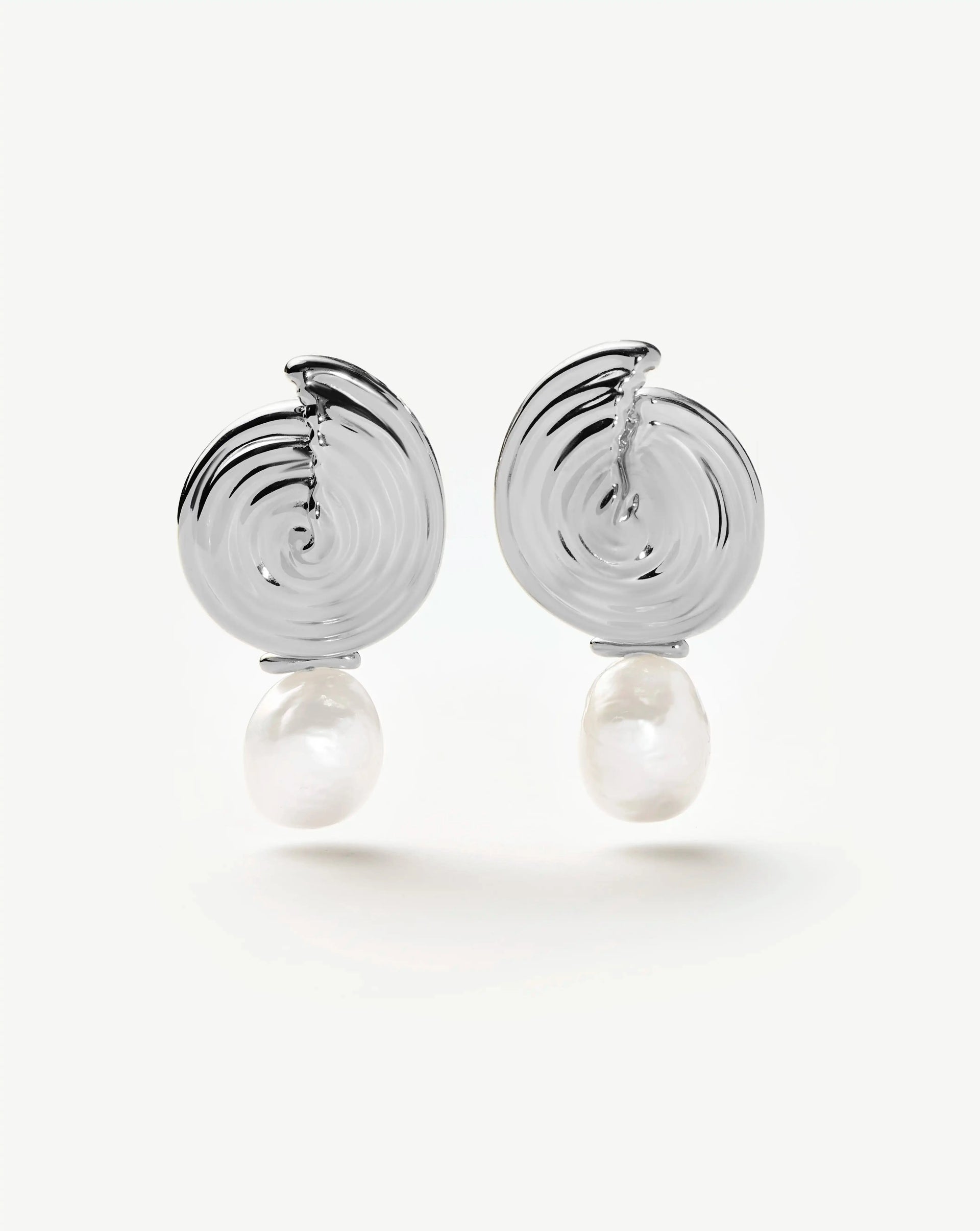 Spiral Detachable Pearl Drop Earrings | Silver Plated - Silver Plated/pearl