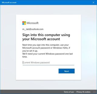 Windows 10 confirm local account password