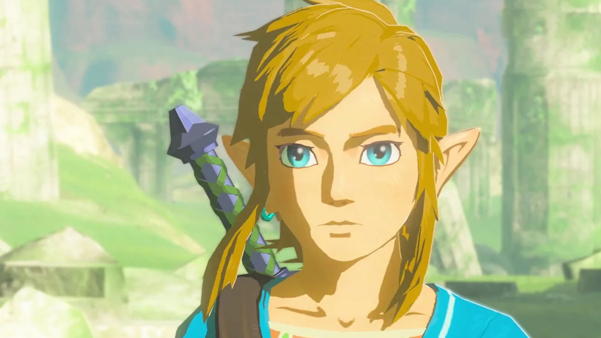A close-up of Link during the open-world action RPG, The Legend of Zeld: Breath of the Wild.