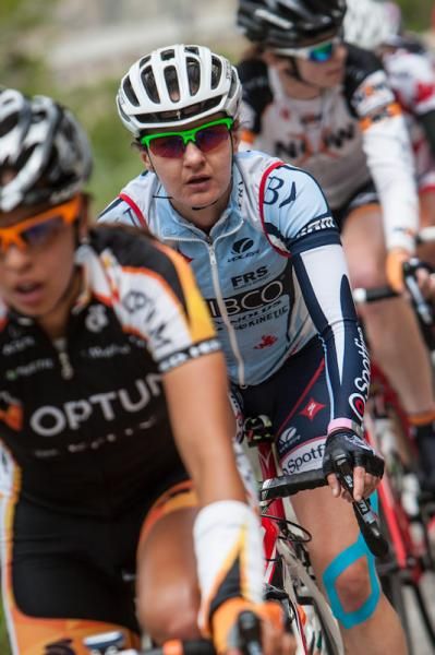Megan Garnier (TIBCO) safe in the bunch on the climb