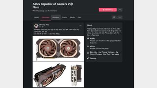 A screenshot of the Asus ROG Vietnam Facebook page with Noctua GPU post.
