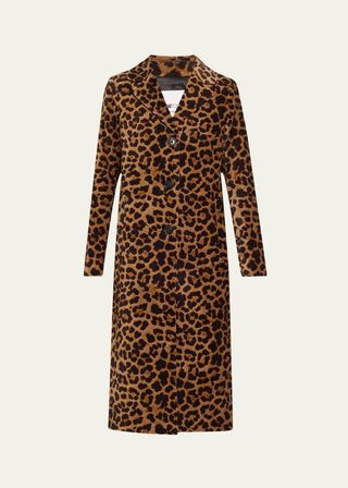 Long Velvet Leopard Coat