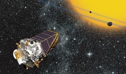 A rendering of the Kepler spacecraft.
