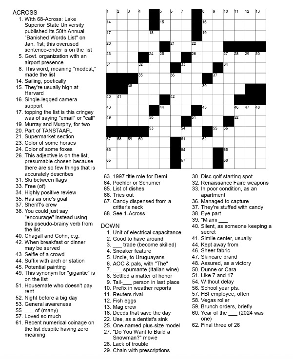 A crossword puzzle.