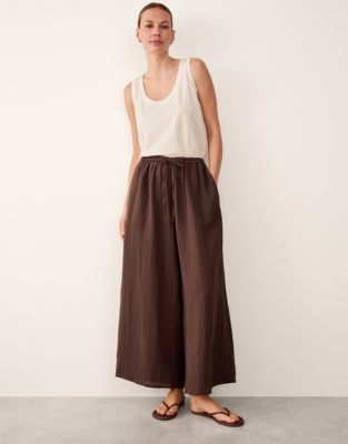 Linen Gauze Wide Leg Beach Trousers | the White Company