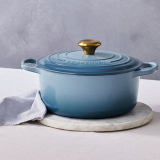 Blue casserole dish