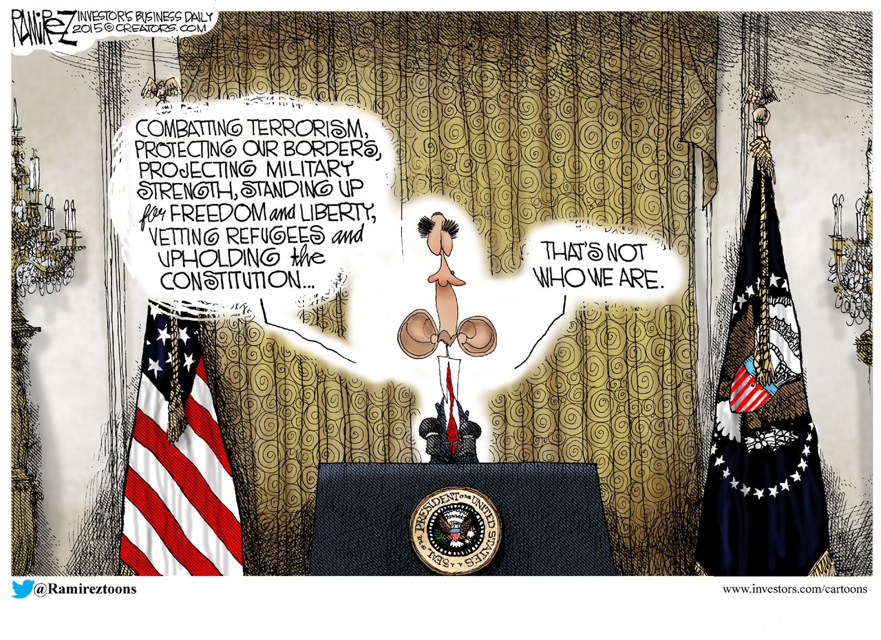 Obama cartoon U.S. Terrorism Borders Refugees