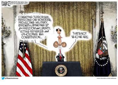Obama cartoon U.S. Terrorism Borders Refugees