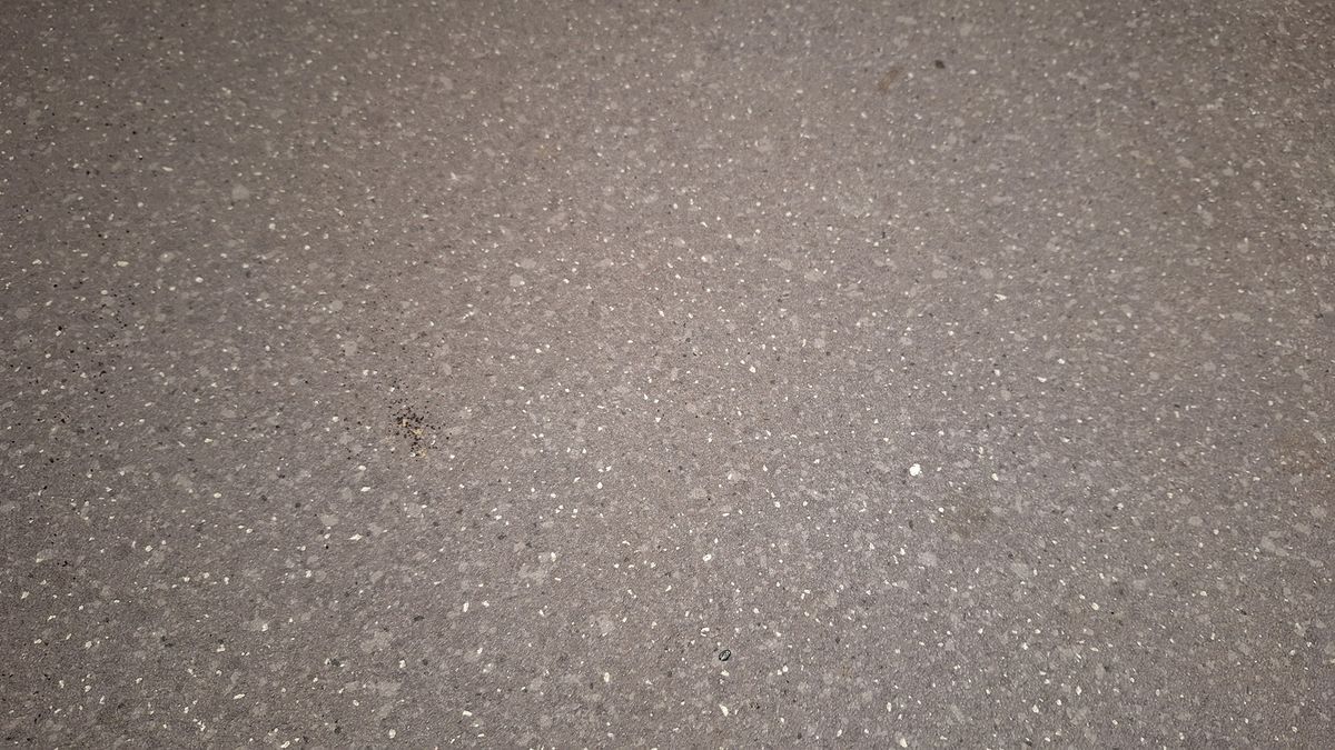 A few remnants of tea and oats on a lino floor after a single pass