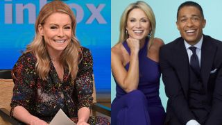 Kelly Ripa on Live with Kelly and Ryan, Amy Robach and T.J. Holmes on GMA3. 