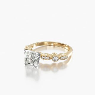 James Allen, 3.17 Carat G-VVS1 Cushion Modified Cut Diamond Antique Bezel And Pavé Set Engagement Ring