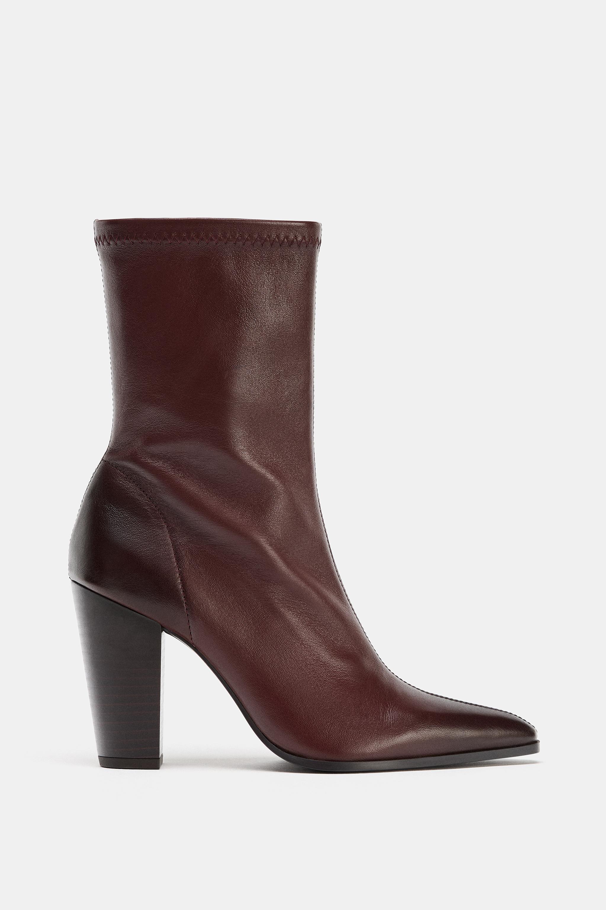 Leather Cowboy Heel Ankle Boots