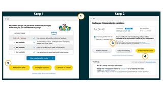 A screenshot of the new, streamlined Prime account cancellation process.