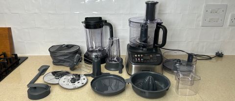 Kenwood MultiPro OneTouch Food Processor and Blender with accessories on kitchen counter