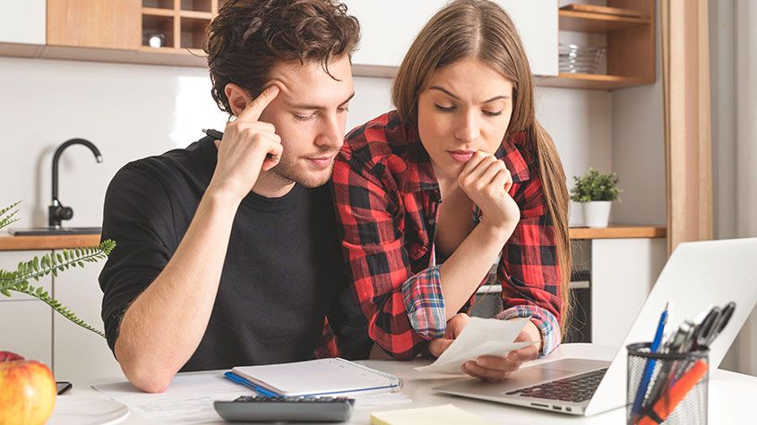 Couple doing paperwork