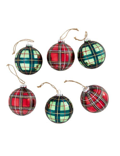 Plaid Ornament Box - Set of 6