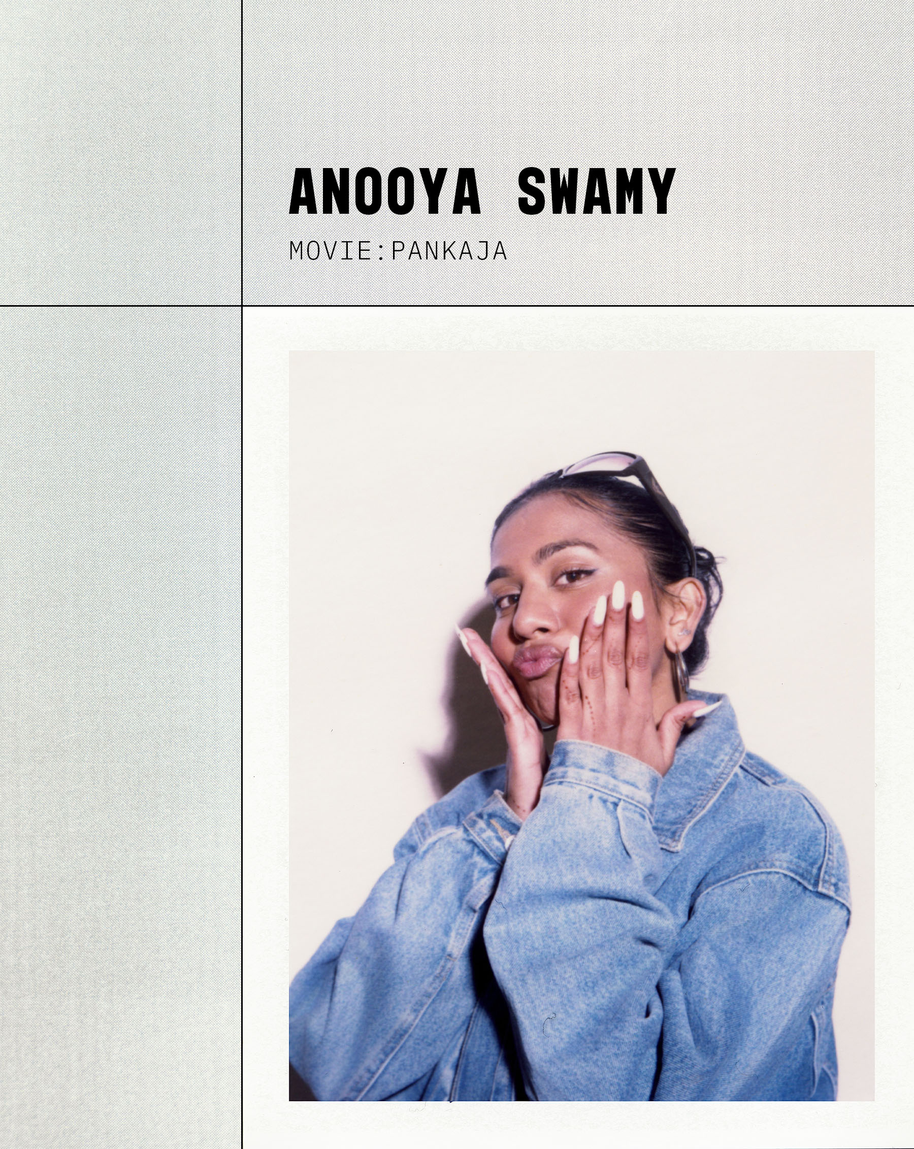 Photo of Anooya Swamy, director of the short film Pankaja, wearing a denim jacket theBest Knockoff Luxury Clothing
 and Free People Sundance Studio.