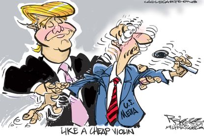 Political cartoon U.S. 2016 election Donald Trump media