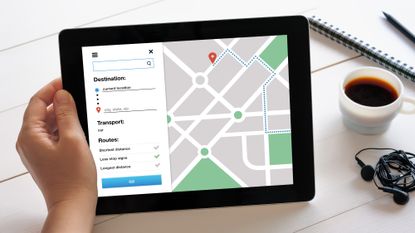 A location tracker being used on a tablet