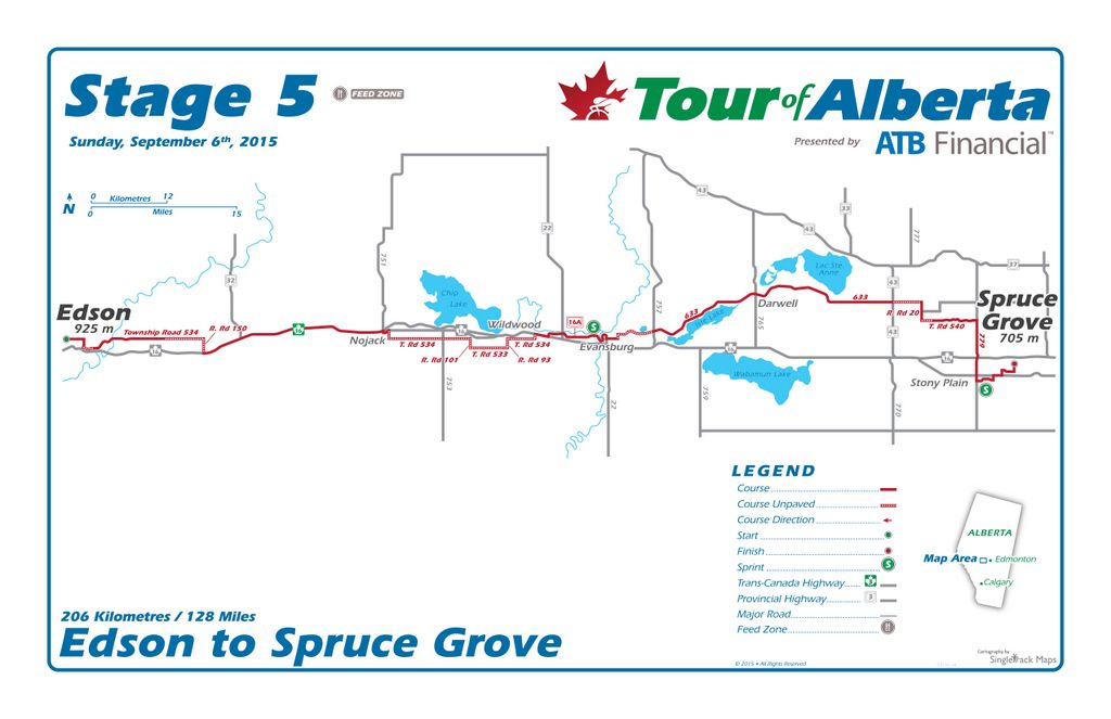 2015 Tour of Alberta stage 5 map