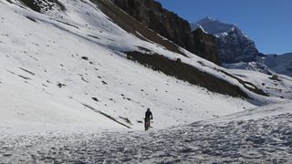 Mountain bike rider on The Yak Attack mountain bike race in Nepal