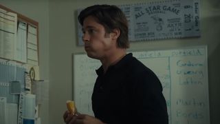 Brad Pitt eating in Moneyball