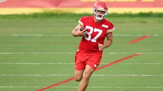 Tight end Travis Kelce #87 participates during Kansas City Chiefs training camp at Missouri Western State University on July 30, 2026 in St Joseph, Missouri. 