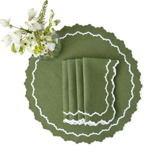 Dark Green Handmade Linen Placemats/Napkins