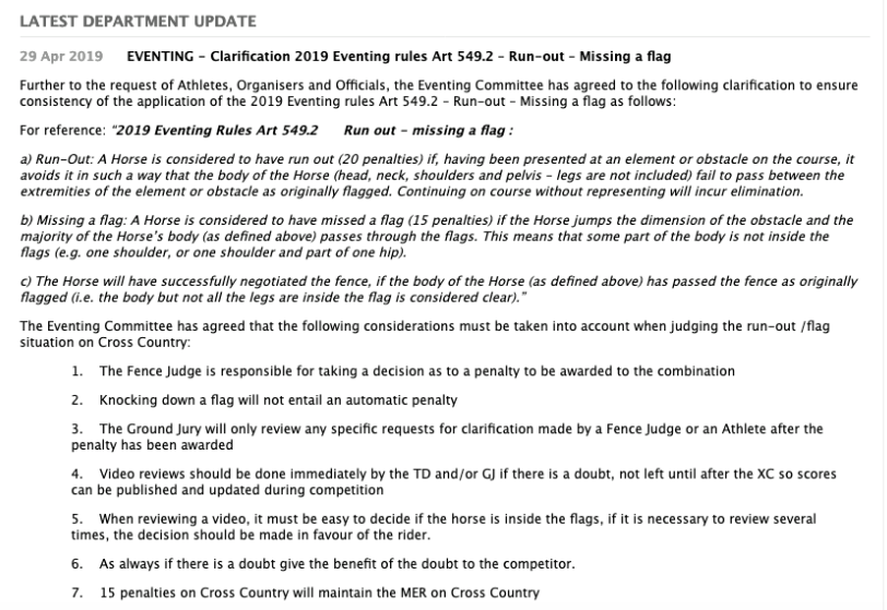 FEI flag rule clarification