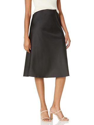 The Drop Women's Maya Silky Slip Skirt Skirt, -Black, Xxs