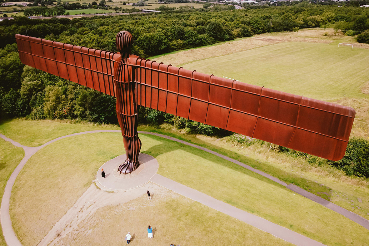 A picture of The Angel of the North on a sunny day