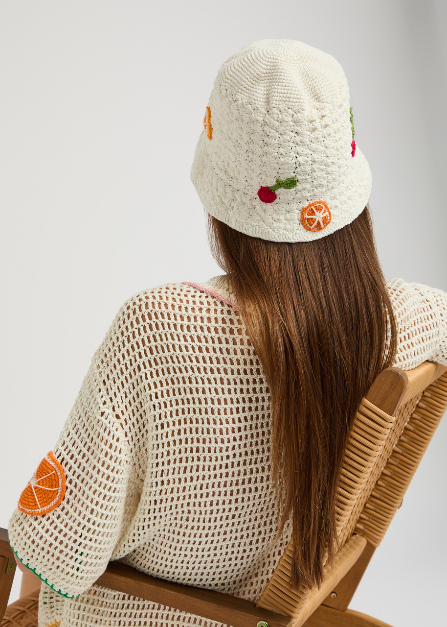 Tutti Frutti Embroidered Crochet Bucket Hat