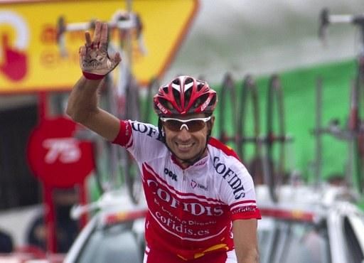 David Moncouti&eacute; (Cofidis) celebrates his fourth Vuelta a Espana stage win.