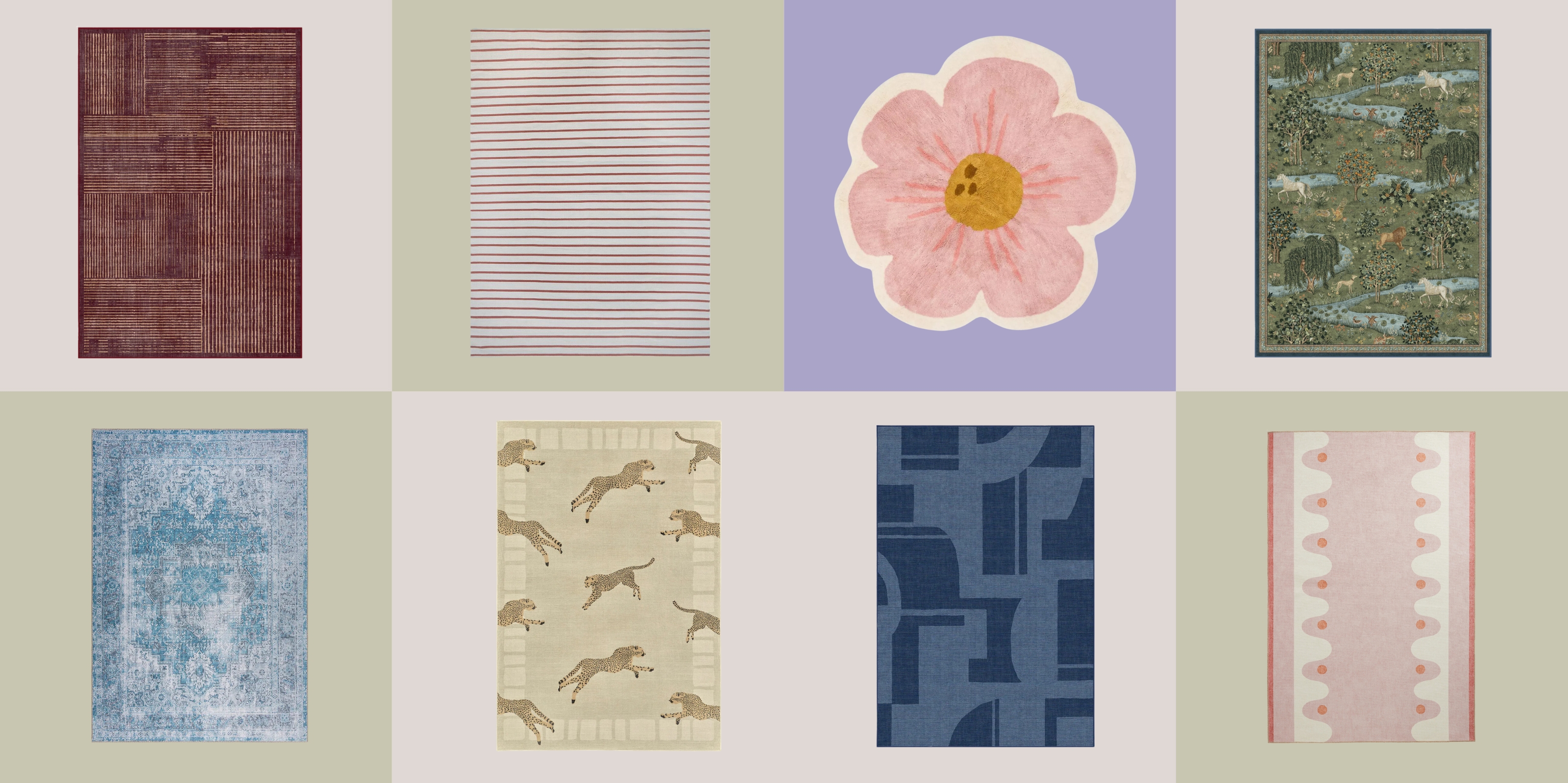 Washable rugs with patterns and colors