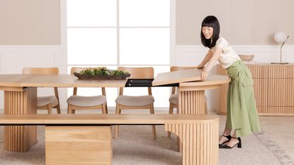 Marie Kondo with her Transformer Table design