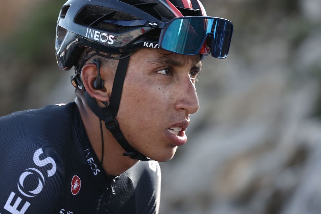 Team Ineos rider Colombias Egan Bernal rides during the 15th stage of the 107th edition of the Tour de France cycling race 175 km between Lyon and Grand Colombier on September 13 2020 Photo by KENZO TRIBOUILLARD AFP Photo by KENZO TRIBOUILLARDAFP via Getty Images