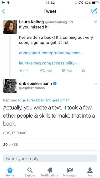 You could argue that Spiekermann didn't send this Tweet, he just typed the text