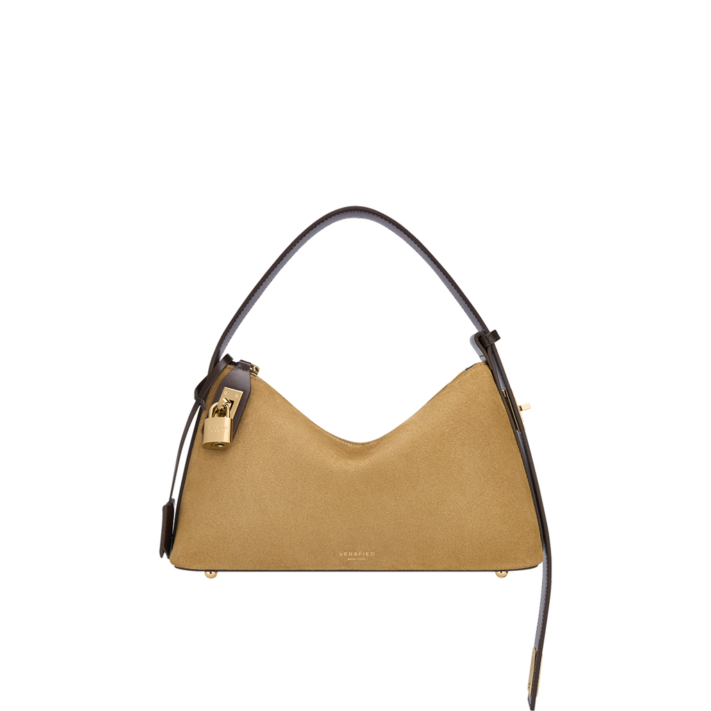 Gold Suede Hobo Bag