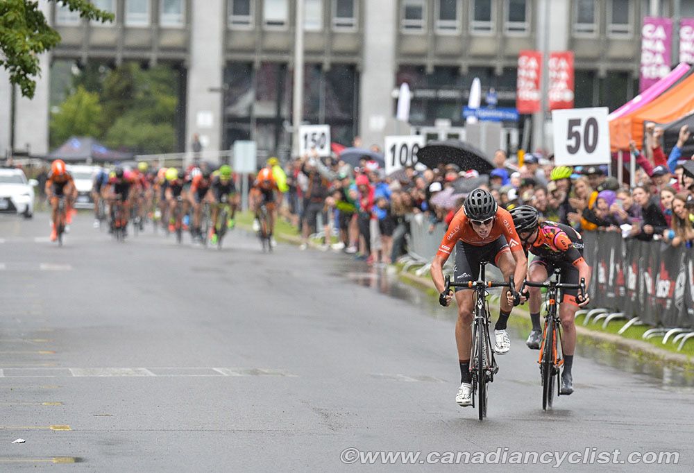 Matteo Dal-Cin (Rally Cycling) drives for the line