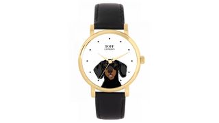 Toff London Ladies Black Dachshund Head Dog Watch, one of w&h's picks for Christmas gifts for dog lovers