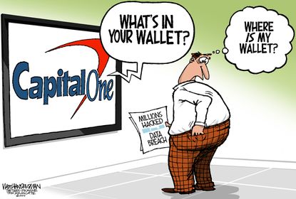 Political Cartoon Capitol One Data Breach Wallet