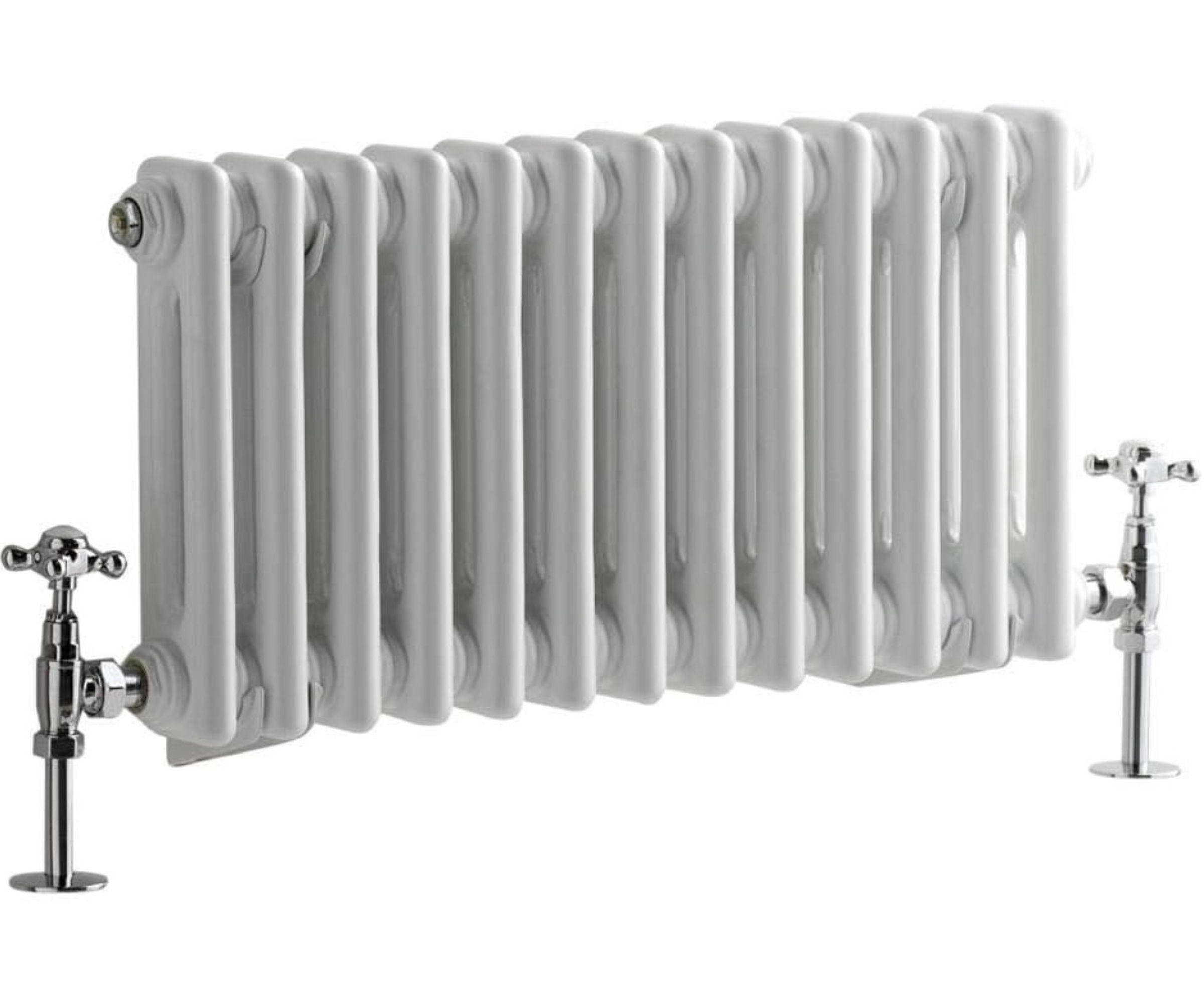 Milano Windsor White Cast Iron Style Horizontal Double Column Radiator large cut out on white background