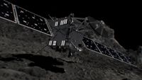 Artist's illustration of Europe's Rosetta probe ending its mission by touching down on Comet 67P Churyumov-Gerasimenko on Sept. 30, 2016.