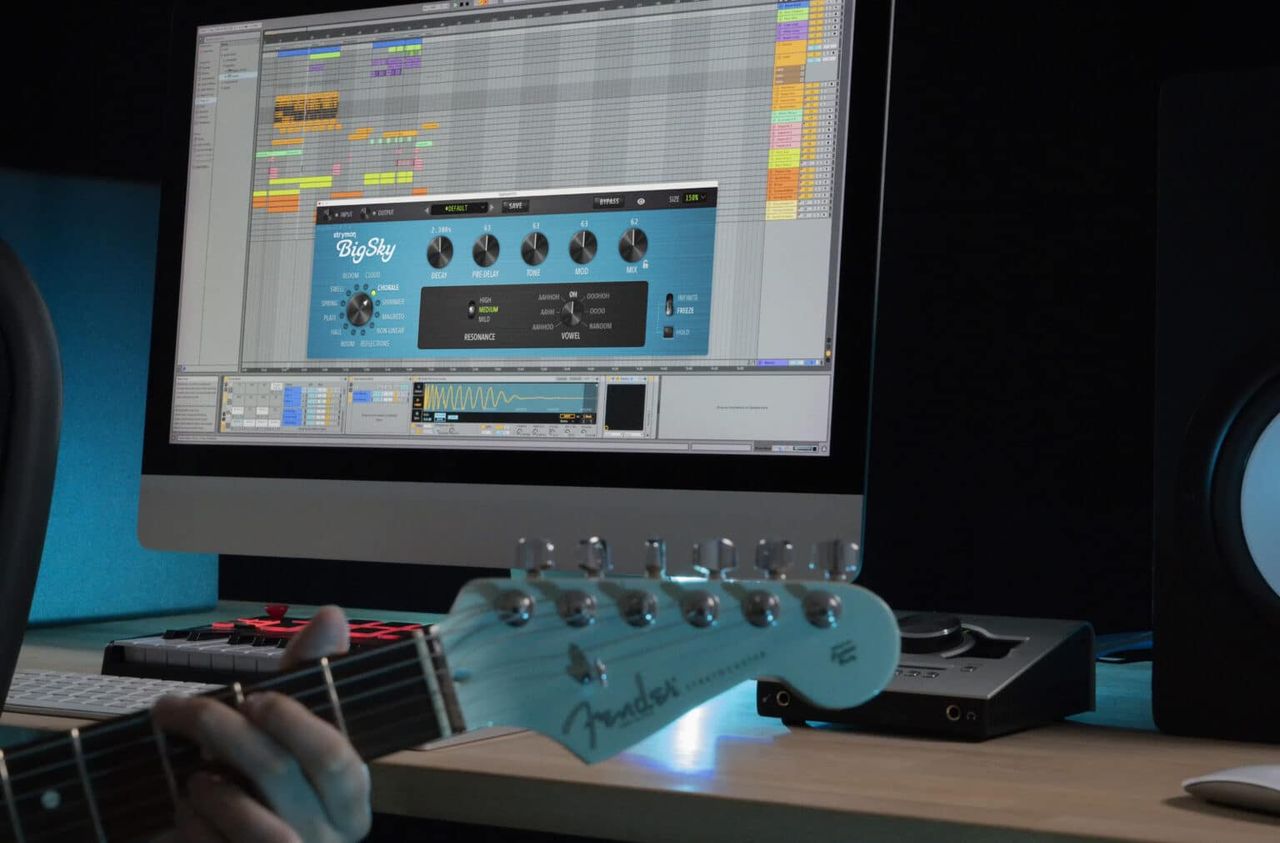 A guitarist uses Strymon's new BigSky plugin