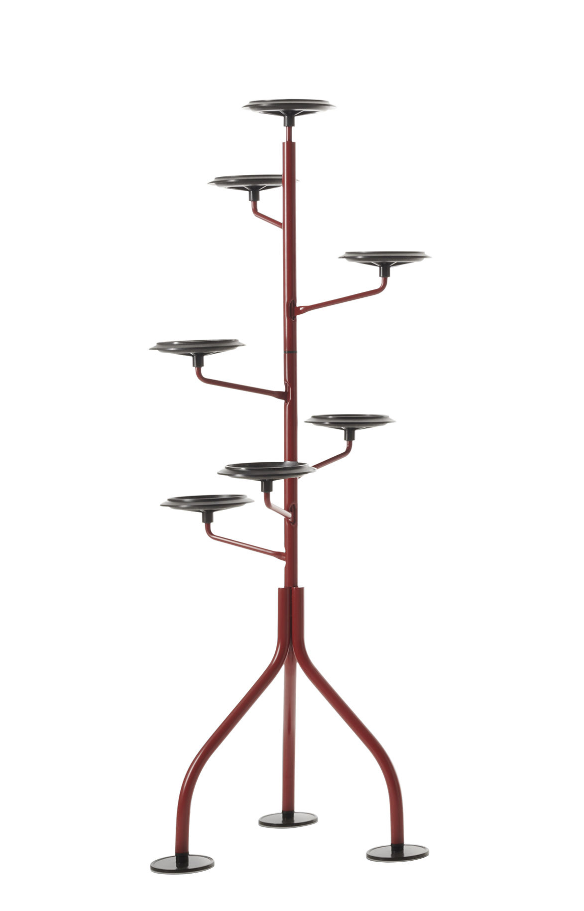 Albero Flowerpot Stand Metal Red Black / H 152 Cm - for 7 Pots - Zanotta