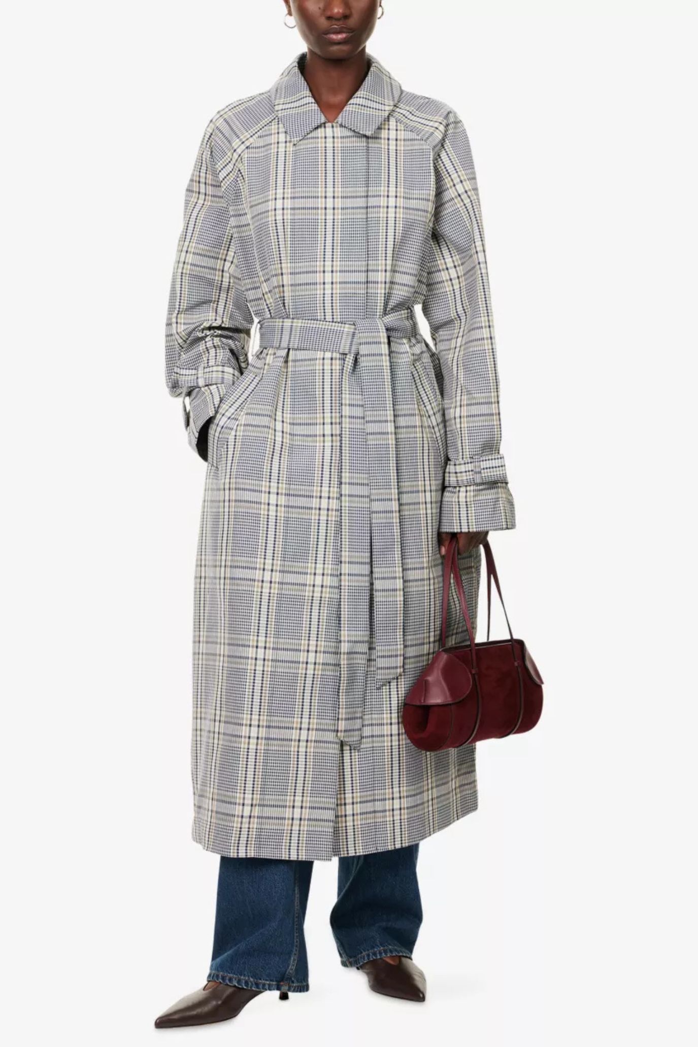 Camilla and Marc Delta Plaid Check-Print Woven Trench Coat
