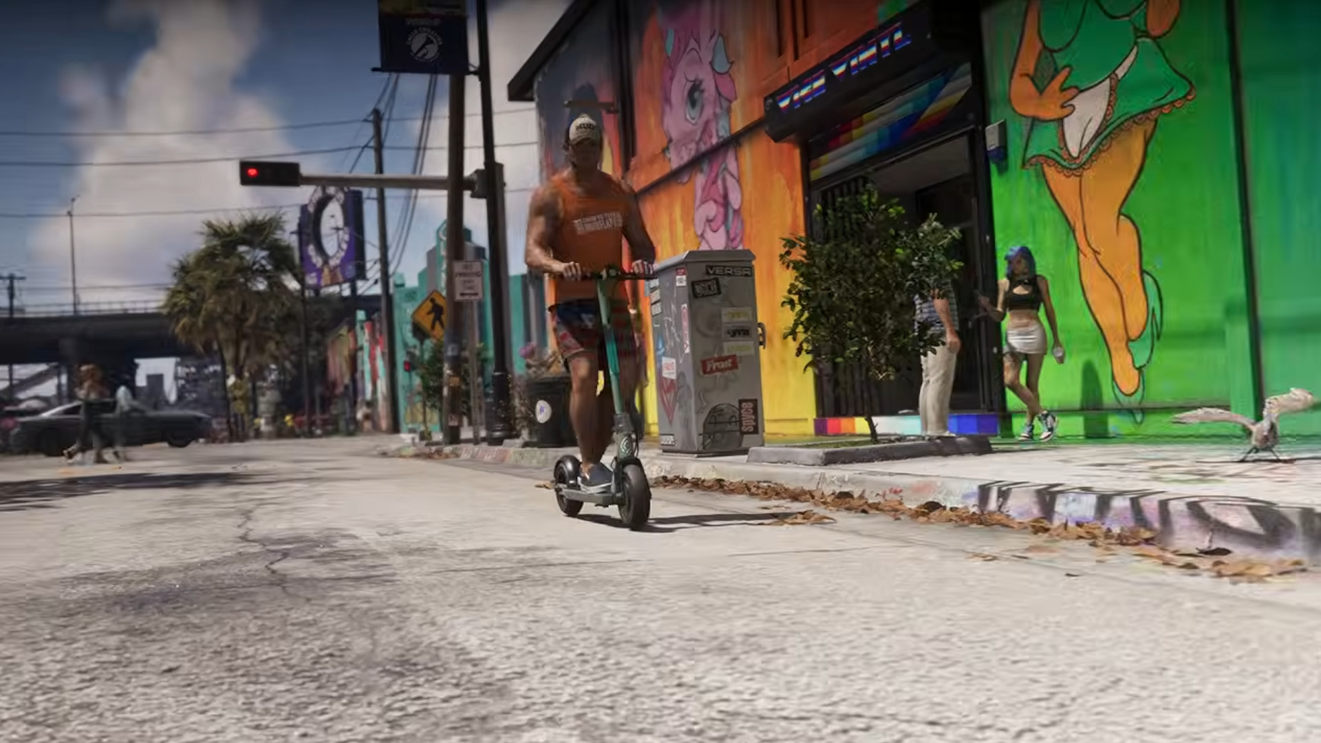A character riding an e-scooter in GTA 6