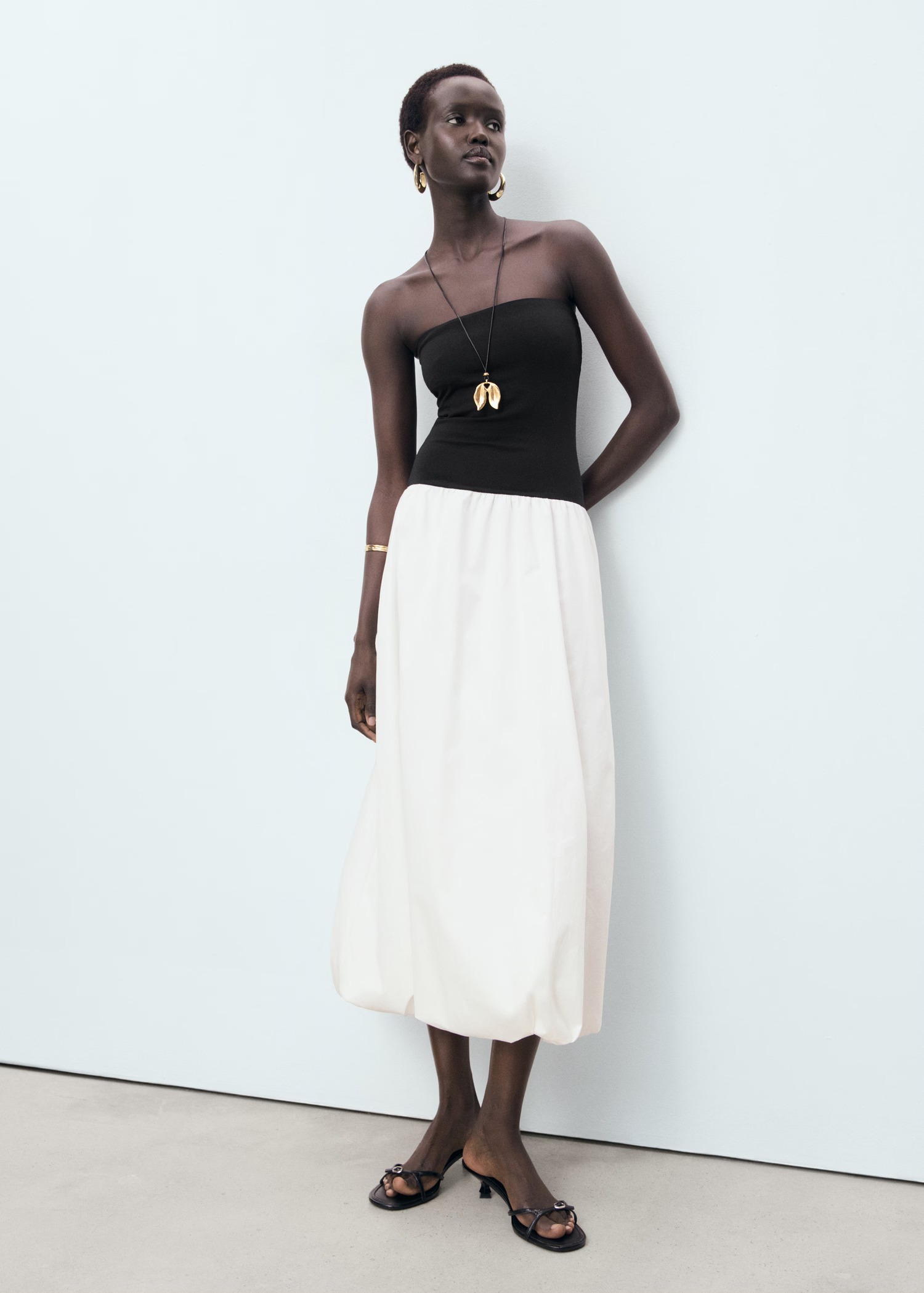 MANGO, Combined Knitted Balloon Dress